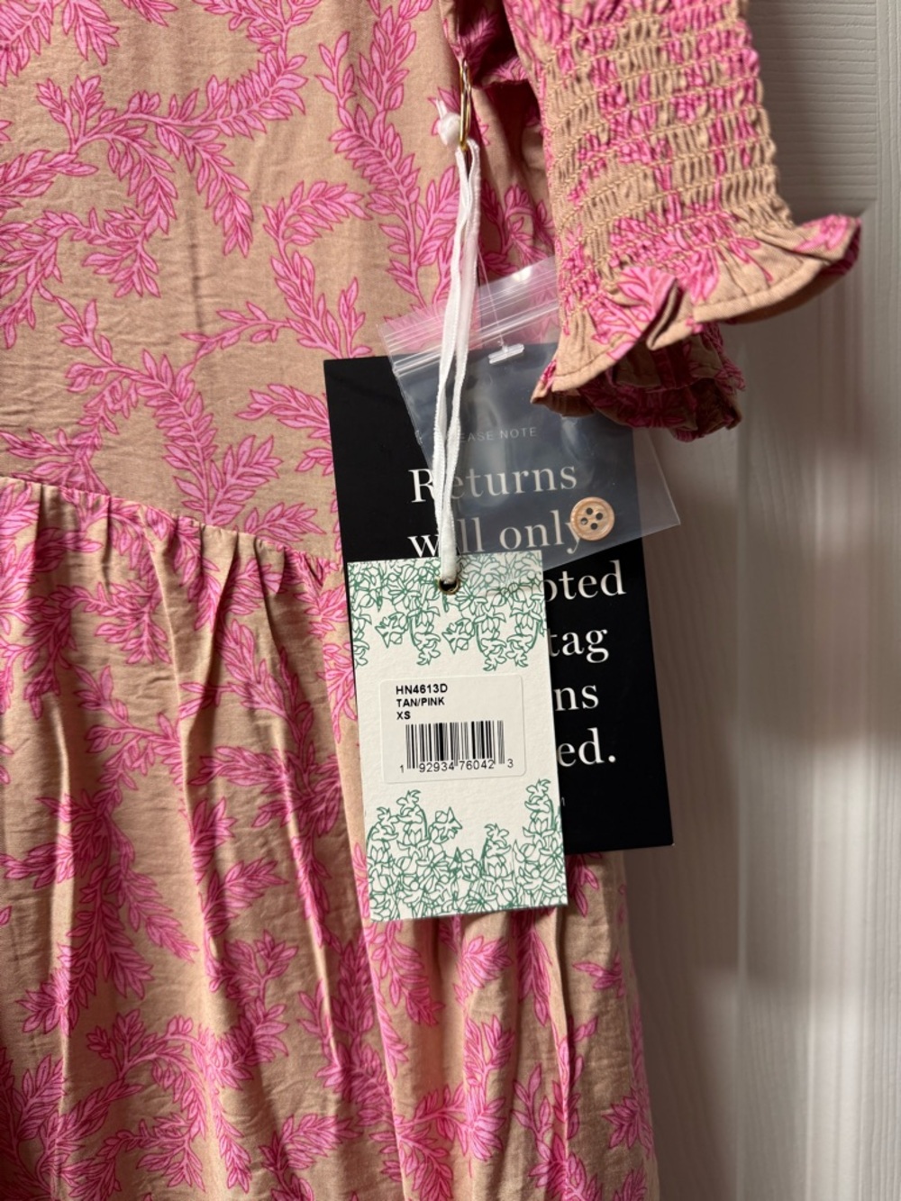 Tuckernuck Pink Leaf-Print Maxi Dress on Tan - Picture 5 of 5